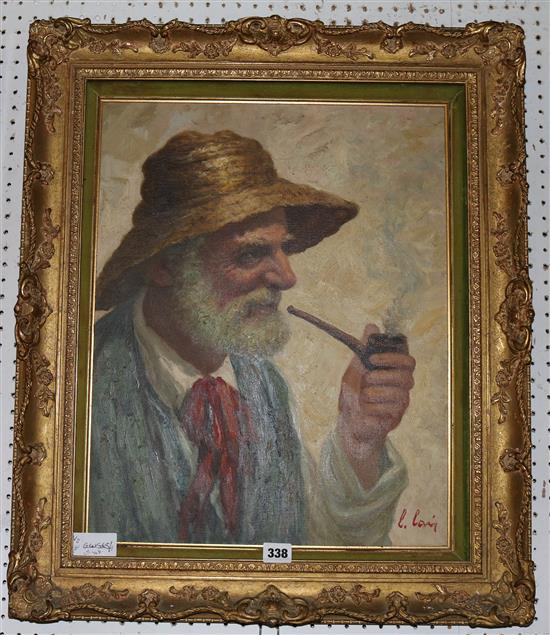 Oil portrait - man & pipe